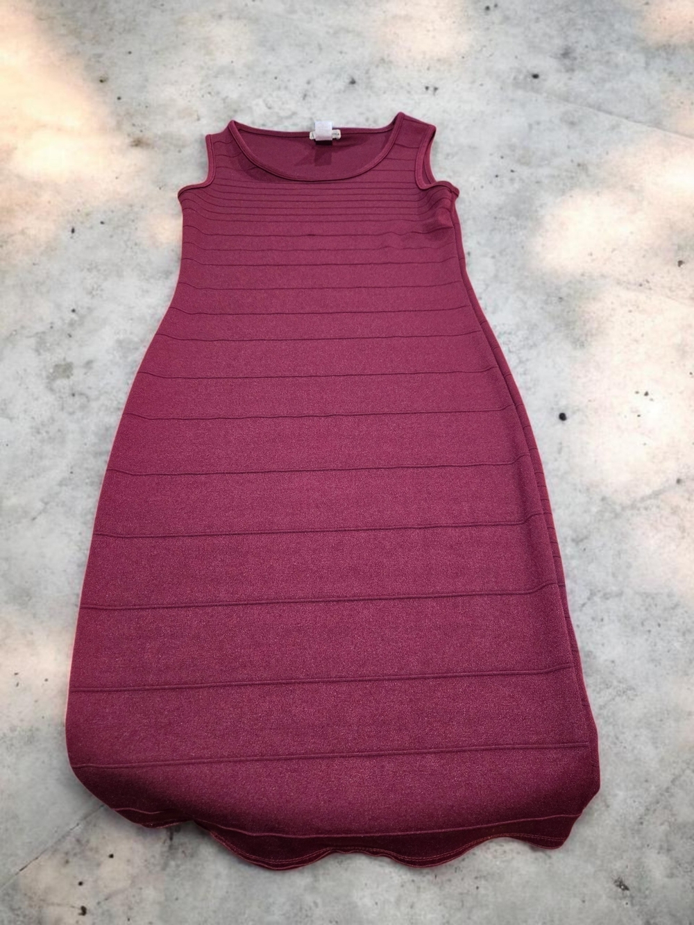 Sleeveless Ribbed Bodycon Dress Wine Color